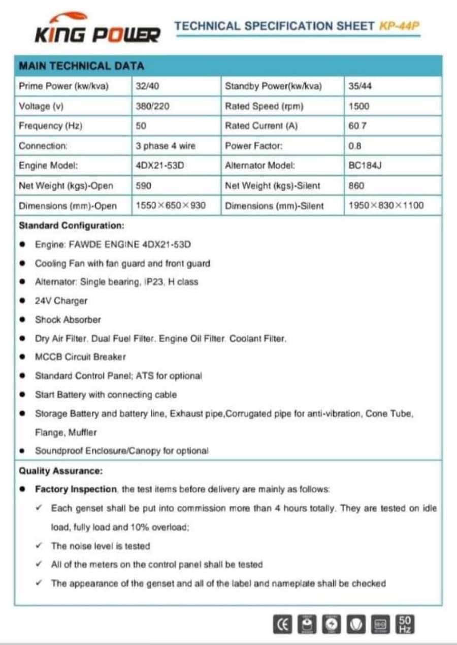 King Power Generator 45KVA (Fawde)